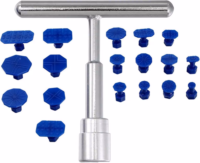 Kit di riparazione con barra a forma di T e 18 elastici in gomma, per auto e veicoli
