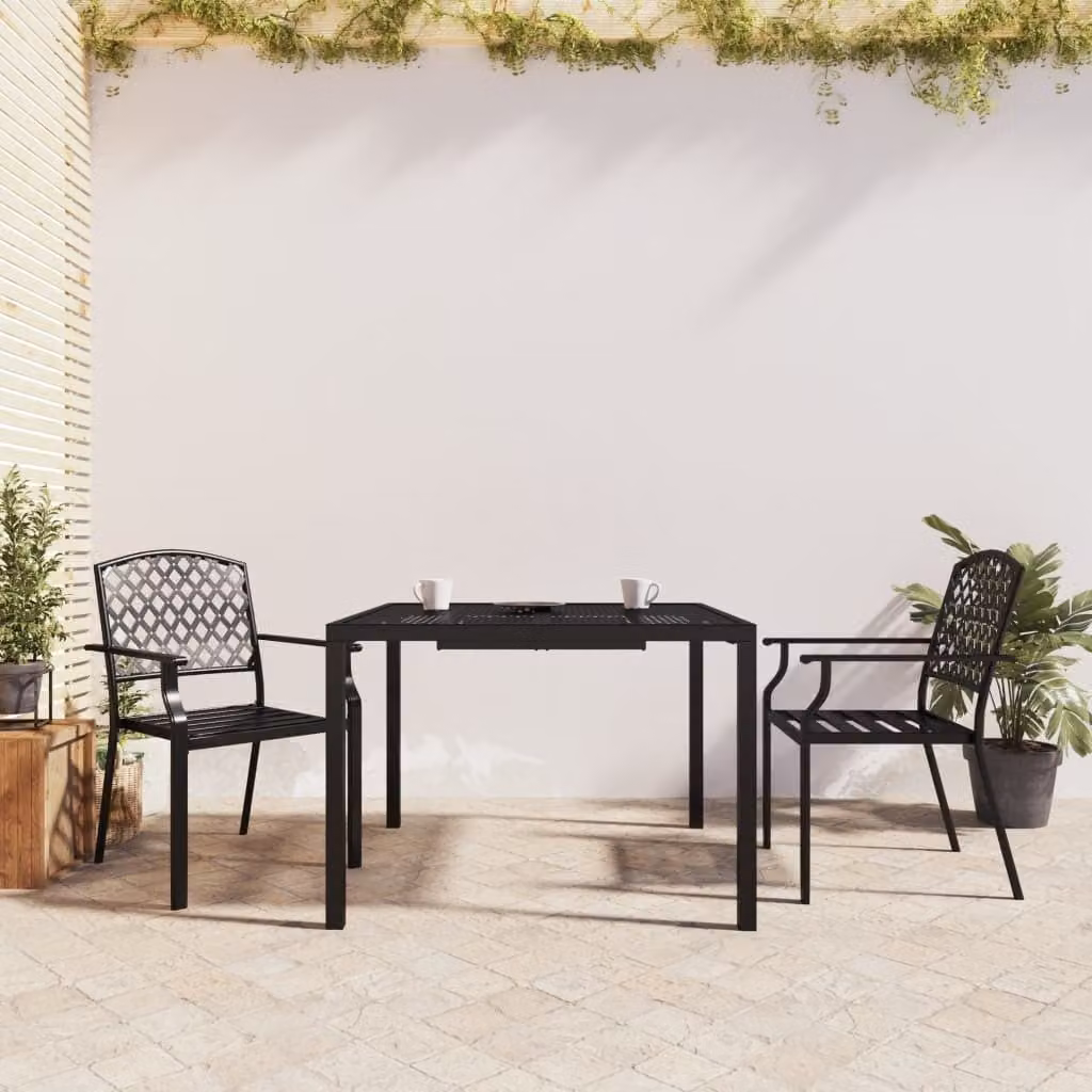 The Living Store Set da pranzo da giardino 3 pezzi in acciaio antracite