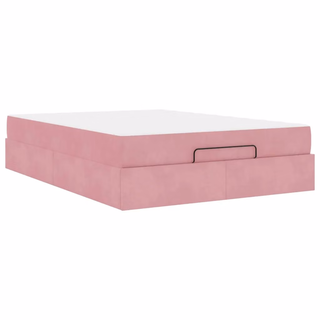vidaXL Letto con Struttura Imbottita in Velluto Rosa e 2 Materassi in Schiuma, L/P: 160 x 200 cm – 2