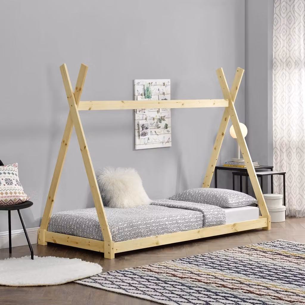 Letto per camerata Onejda a forma di capanna en.casa in legno di pino naturale L/P/H: 200 x 90 x 163 cm – 2