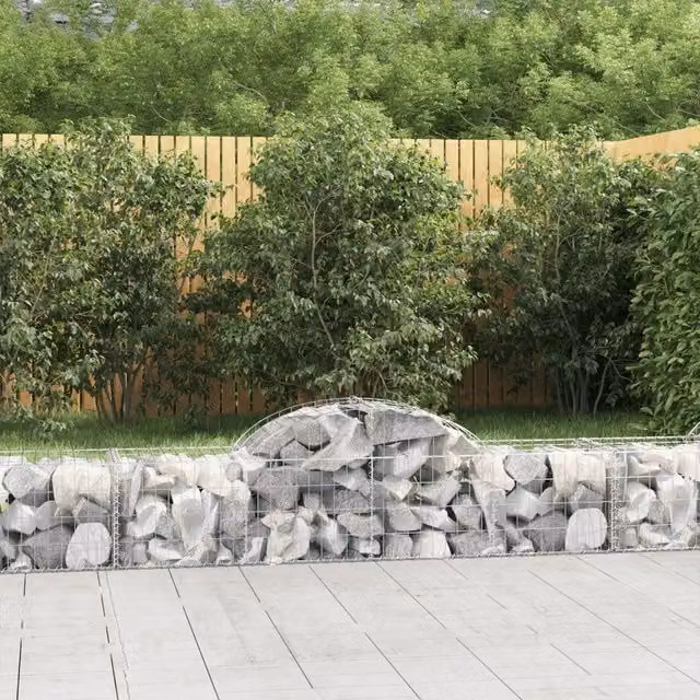 Set di 4 Cesti Gabbioni ad Arco Videx in Acciaio Zincato Argento L: 200 cm, P: 50 cm, H: 40/60 cm – 1