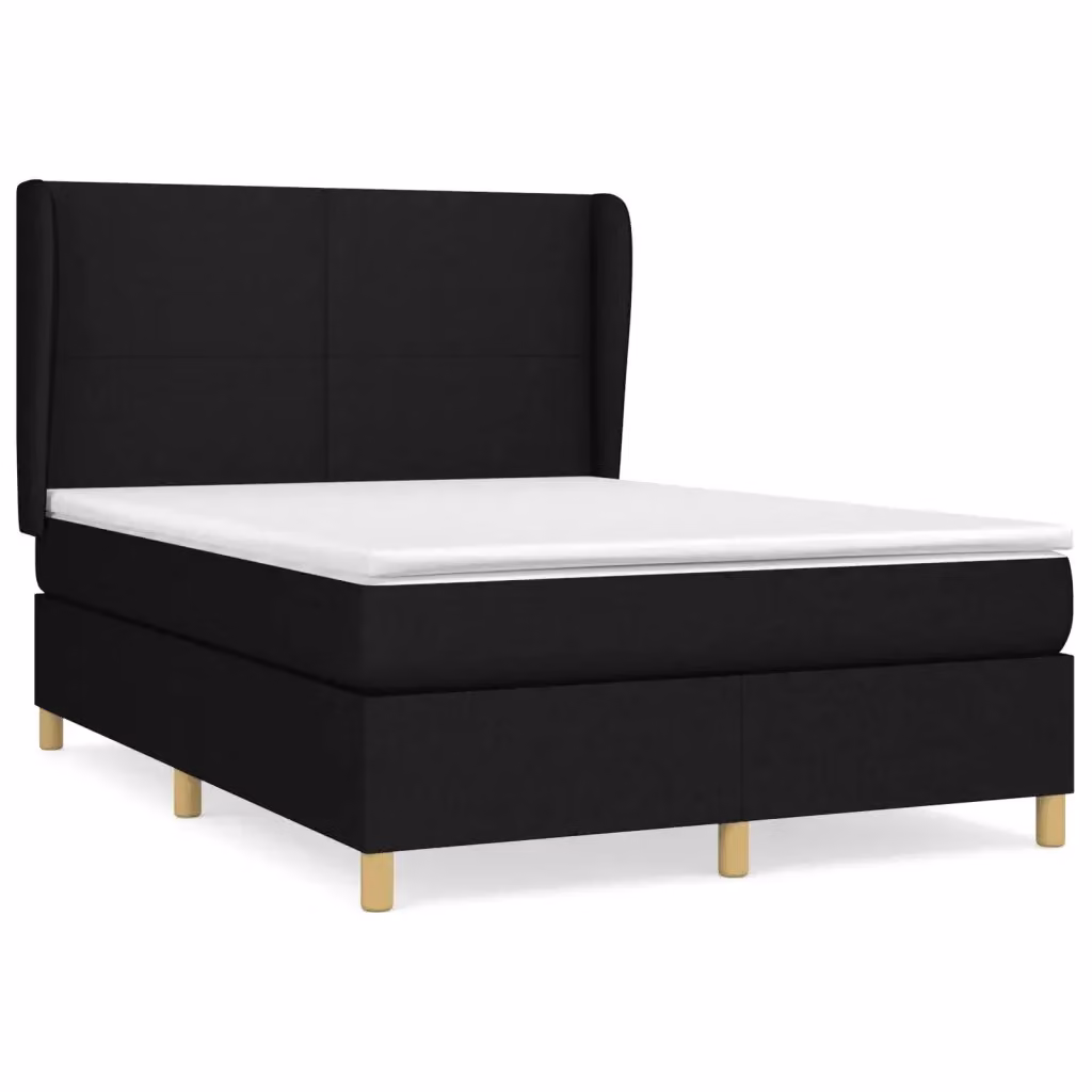 Letto Ibrido vidaXL con Giroletto a Molle e Materasso in Tessuto Nero e Bianco L/P/H: 140 x 200 x 128 cm – 2