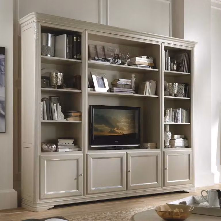 Libreria porta TV classica in legno Mobili 2G L/P/H: 257 x 48 x 225 cm