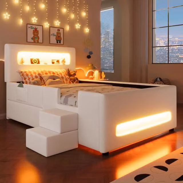 letto a piattaforma imbottito mdf pu bianco 90 x 200 cm
