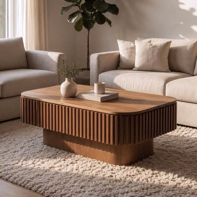 Tavolino basso fisso con vano nascosto e piano rimovibile in legno e MDF noce 105 × 25 × 67 cm