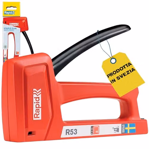 Rapid Graffatrice Manuale R53 Ergonomica Rosso 117x32 mm per Tessuti