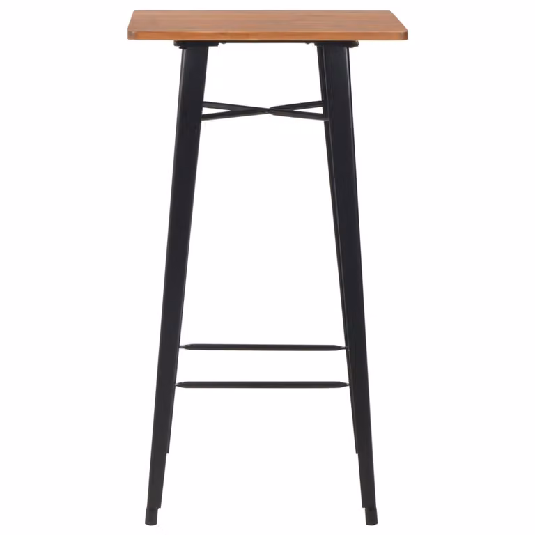 Tavolo da Bar Nero 60x60x108cm Legno Massello di Pino e Acciaio