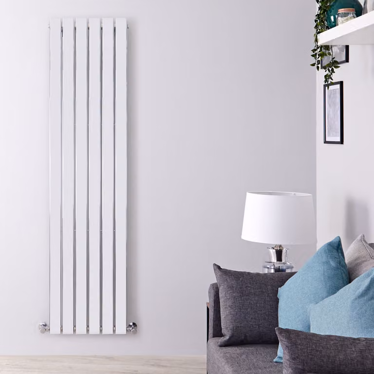 Radiatore di Design Piatto Verticale Moderno - Pannello Singolo - Cromato - 1600mm x 450mm – Delta