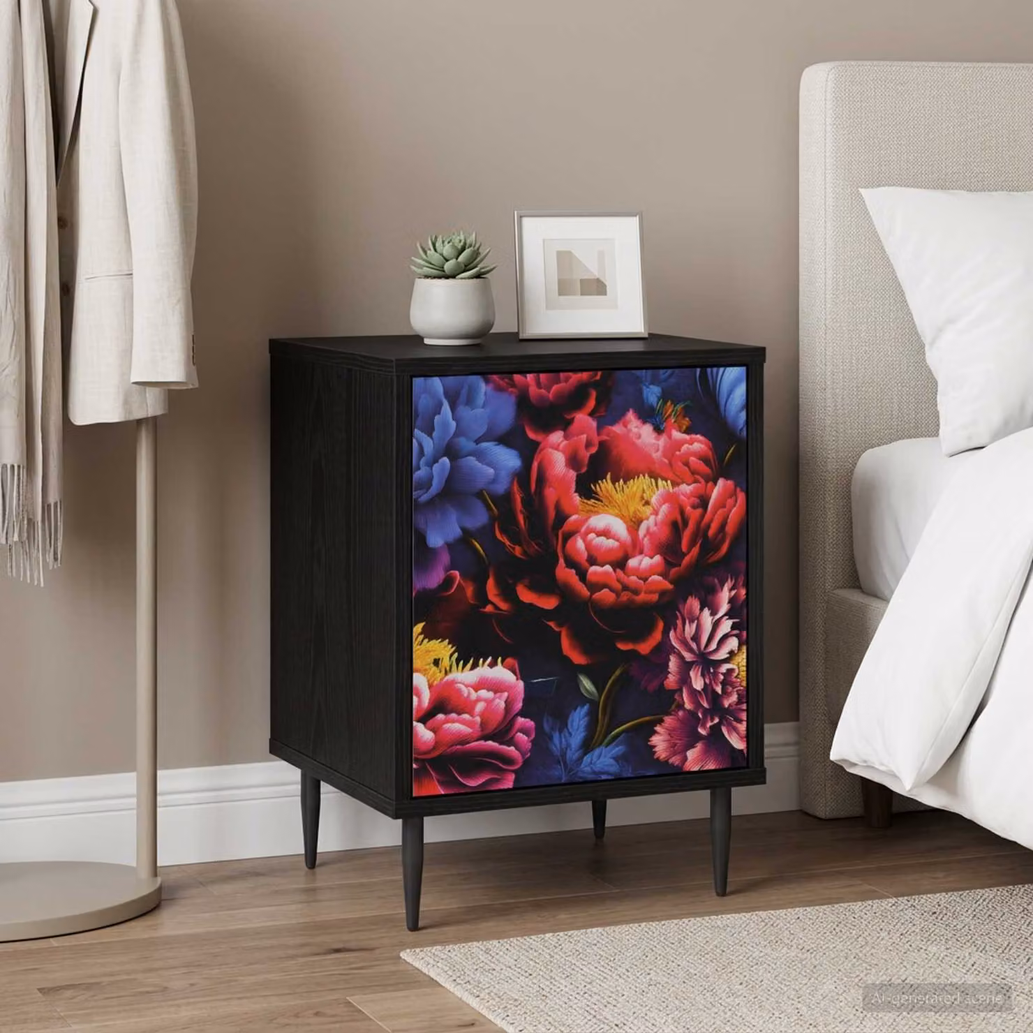 vidaXL Armadio da Notte KIEL Moderno Rovere Nero L: 36 cm, P: 33 cm, H: 51 cm
