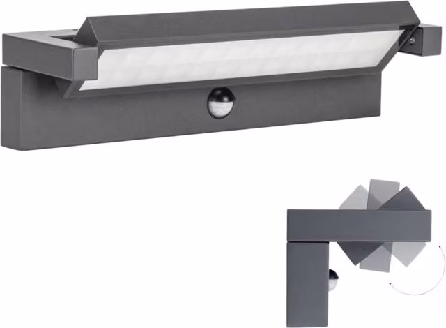 Applique esterna LED SU-MA Ren 27W grigia con sensore di movimento e crepuscolare IP65