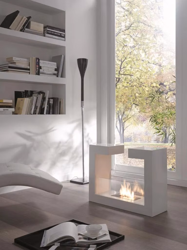Biocamino da terra di design E-STYLO Aosom bianco L: 58 cm, P: 25 cm, H: 78 cm – 2
