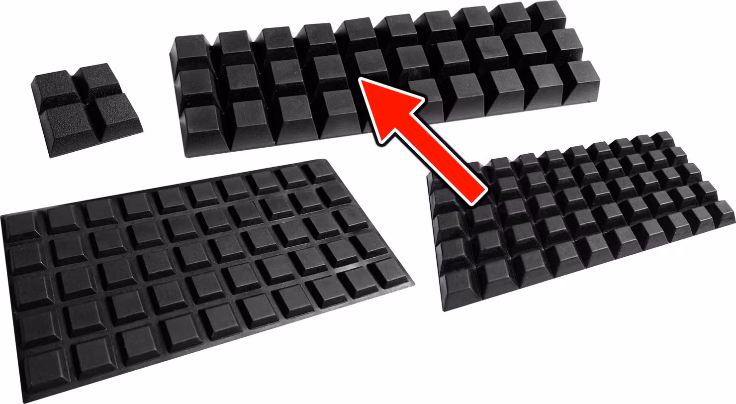 Set di 100 tamponi per porte (20x20x14 mm, nero, trapezoidale)