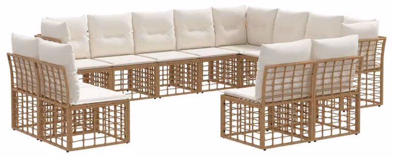 Set di divani da esterno Naturale e Bianco Crema Poliestere