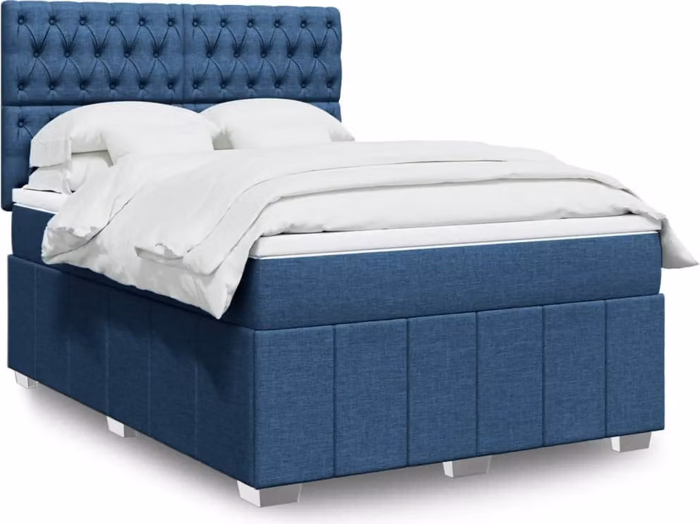 Maison Exclusive - Letto boxspring con materasso blu 140x190 cm Tessuto