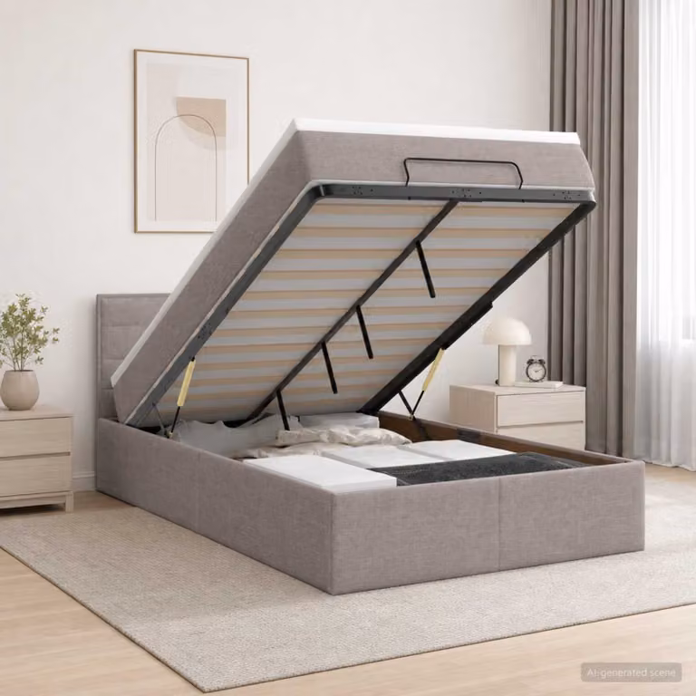 Letto ottomano con materasso vidaXL in tessuto Tortora L/P: 120 x 200 cm