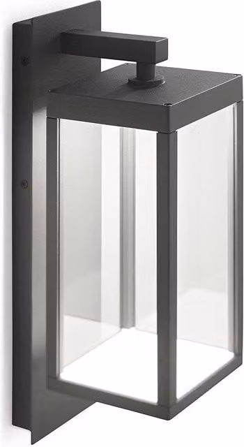 Gea Sire Applique Outdoor LED in metallo e vetro nero con diffusore trasparente per giardino e terrazza