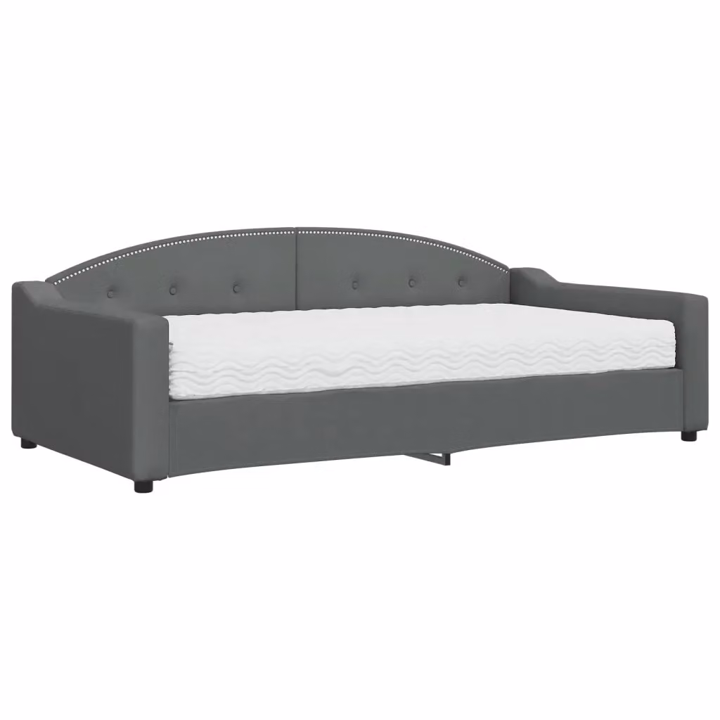 Divano Letto Moderno vidaXL in Tessuto Grigio con Materasso in Schiuma L/P/H: 223 x 110 x 75 cm, Materasso 100 x 200 cm – 2