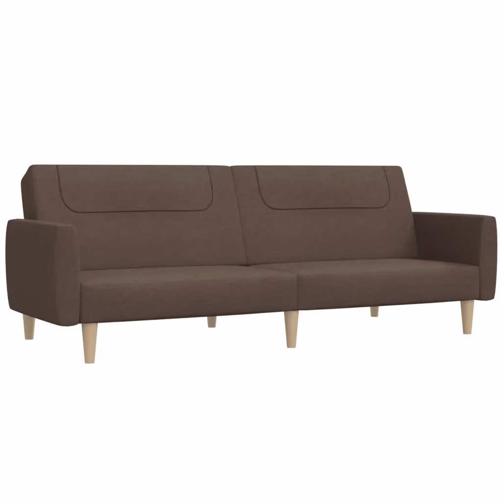 Divano Letto Click-Clack Moderno vidaXL in Tessuto con Struttura in Legno e Poggiatesta Regolabile, Beige/Marrone, L: 220 cm, P: 84,5 cm, H: 69 cm, Dimensioni Letto: 100 x 200 cm – 2