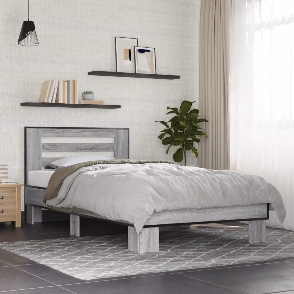 Giroletto vidaXL Grigio Sonoma in Legno e Metallo L: 75 cm, P: 190 cm