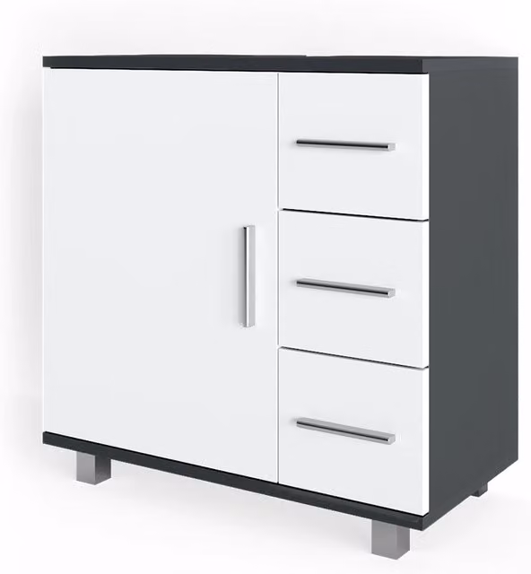 Mobile sottolavabo per bagno Vicco Ilias moderno in antracite e bianco L: 60 cm, P: 60.8 cm, H: 33 cm
