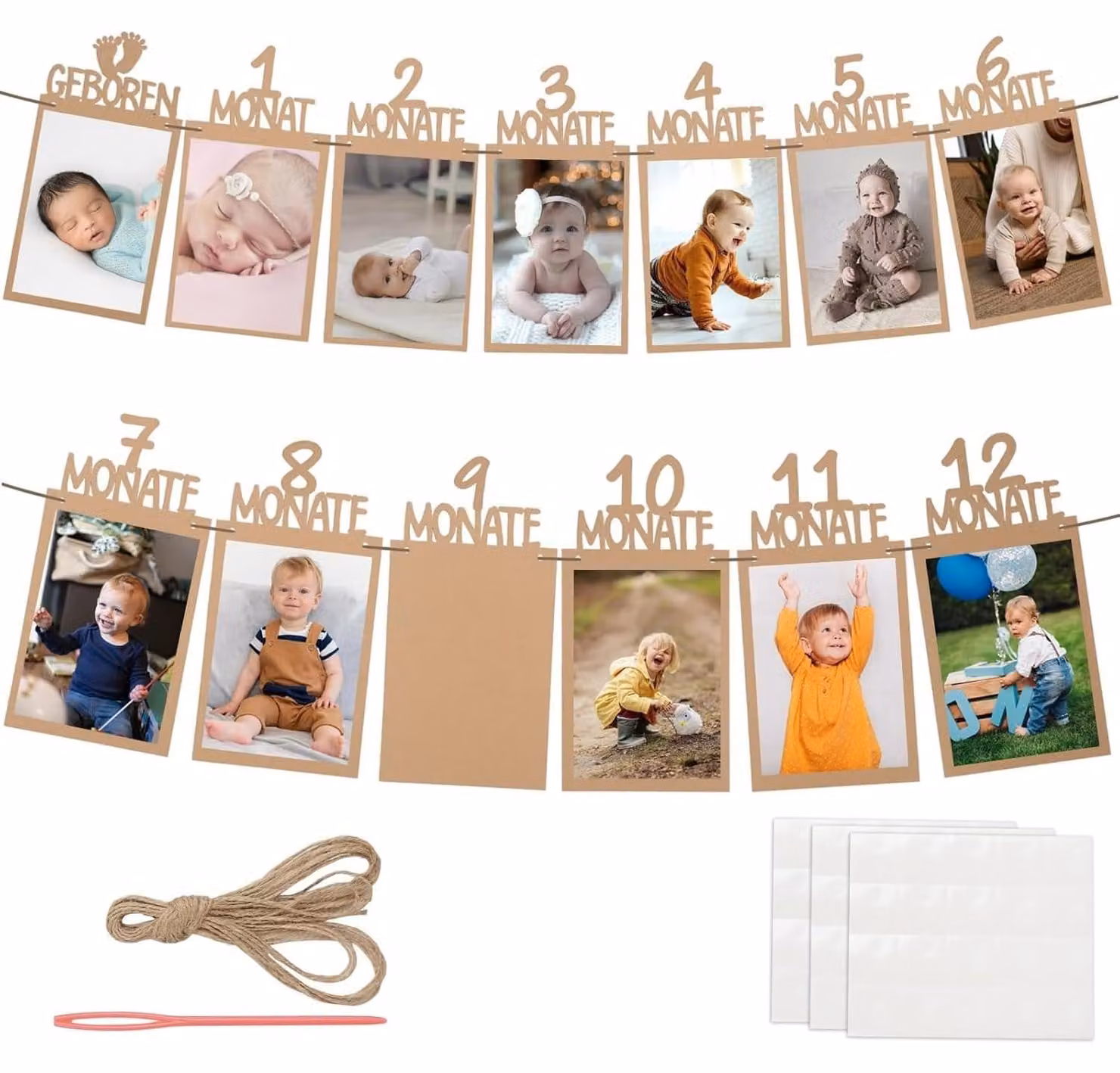 Strisce decorative in carta kraft per celebrare i primi 12 mesi