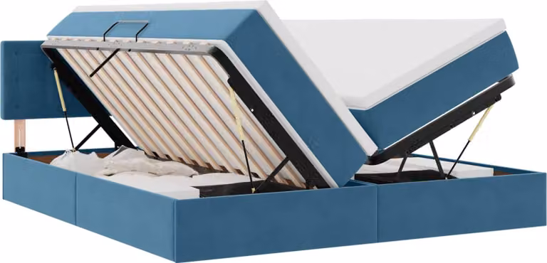 Letto con contenitore LED e materasso Blu Scuro 200 x 200 cm