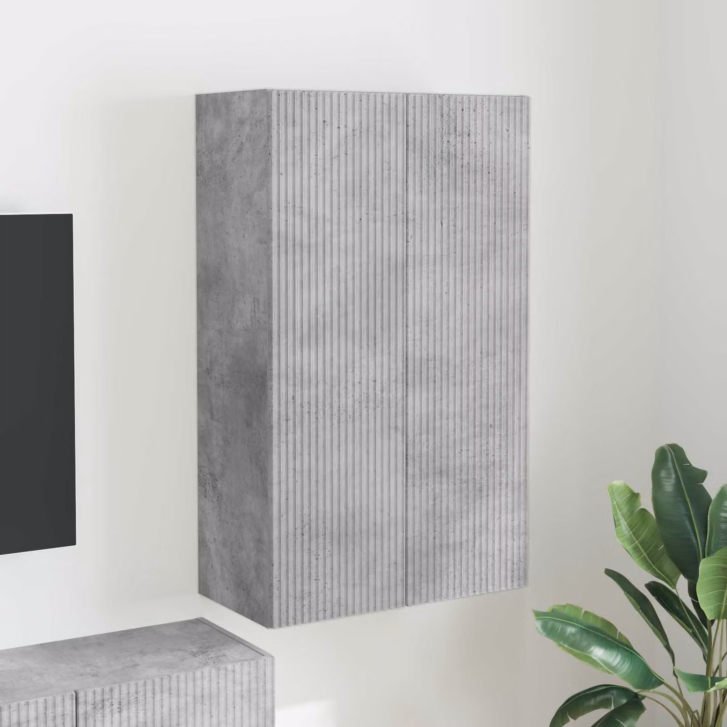 Mobile TV da parete vidaXL in MDF Grigio cemento L: 59,5 cm, P: 31 cm, H: 100 cm