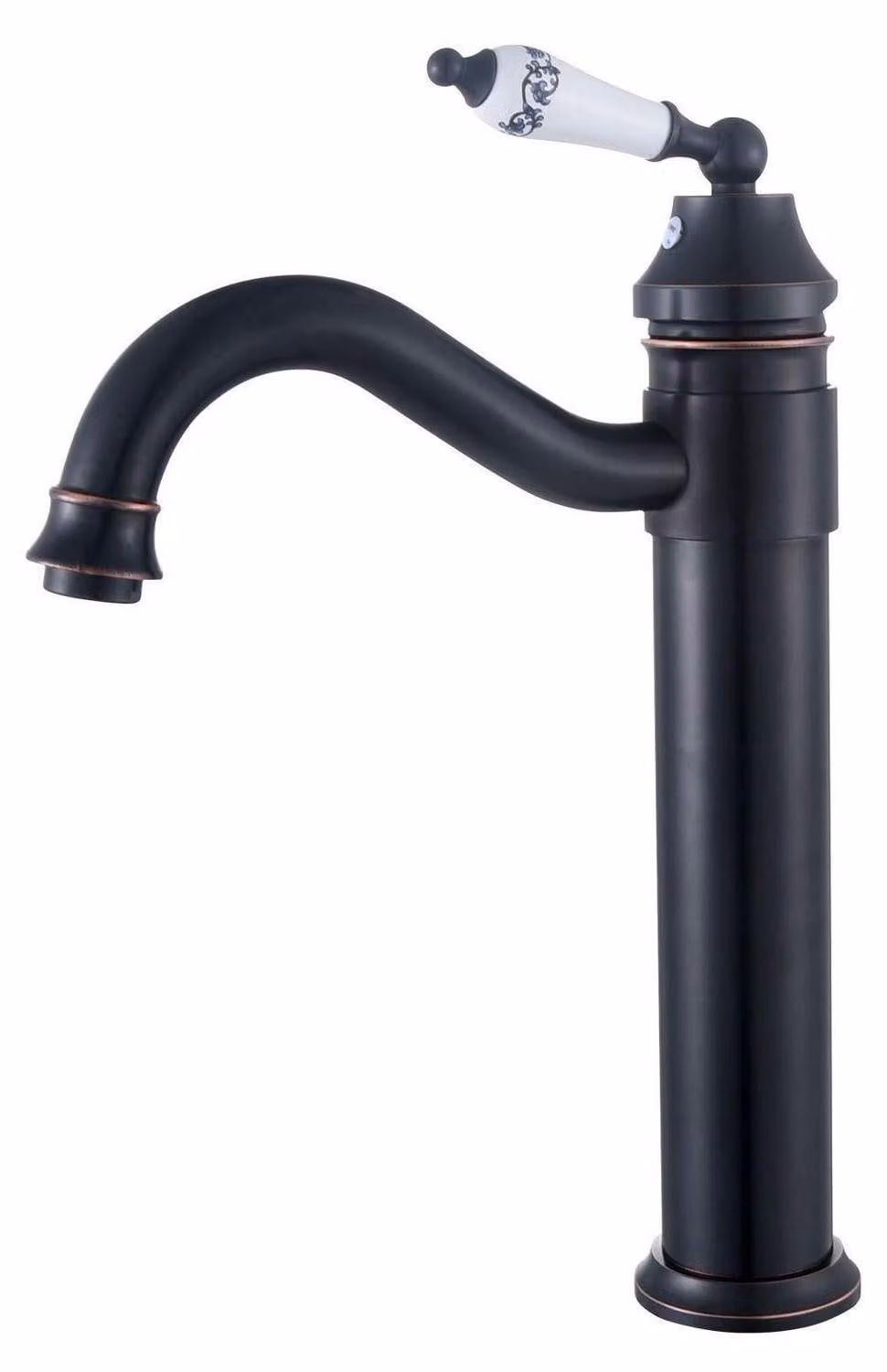 Miscelatore monocomando per lavabo, nero, in ottone, con rotazione a 360°