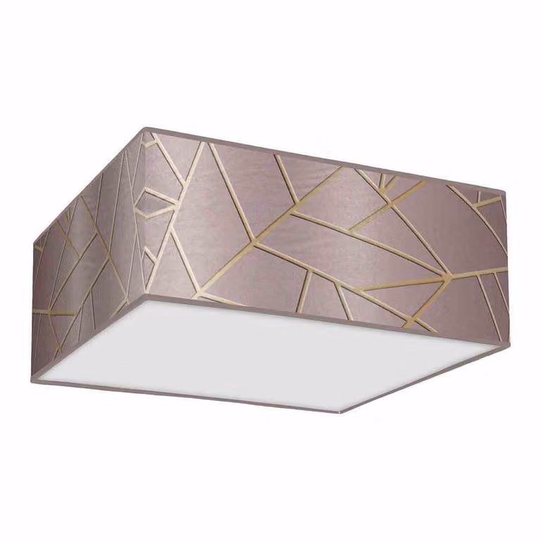Plafoniera quadrata ZIGGY oro-rosa 3xE27x40W in tessuto, dimensioni: 13x50x50 cm, IP20, Milagro