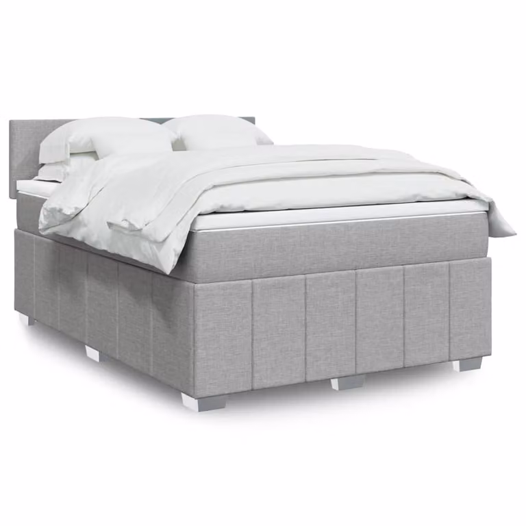 vidaXL Giroletto a Molle con Materasso in Tessuto Grigio Chiaro L: 160 cm, P: 200 cm