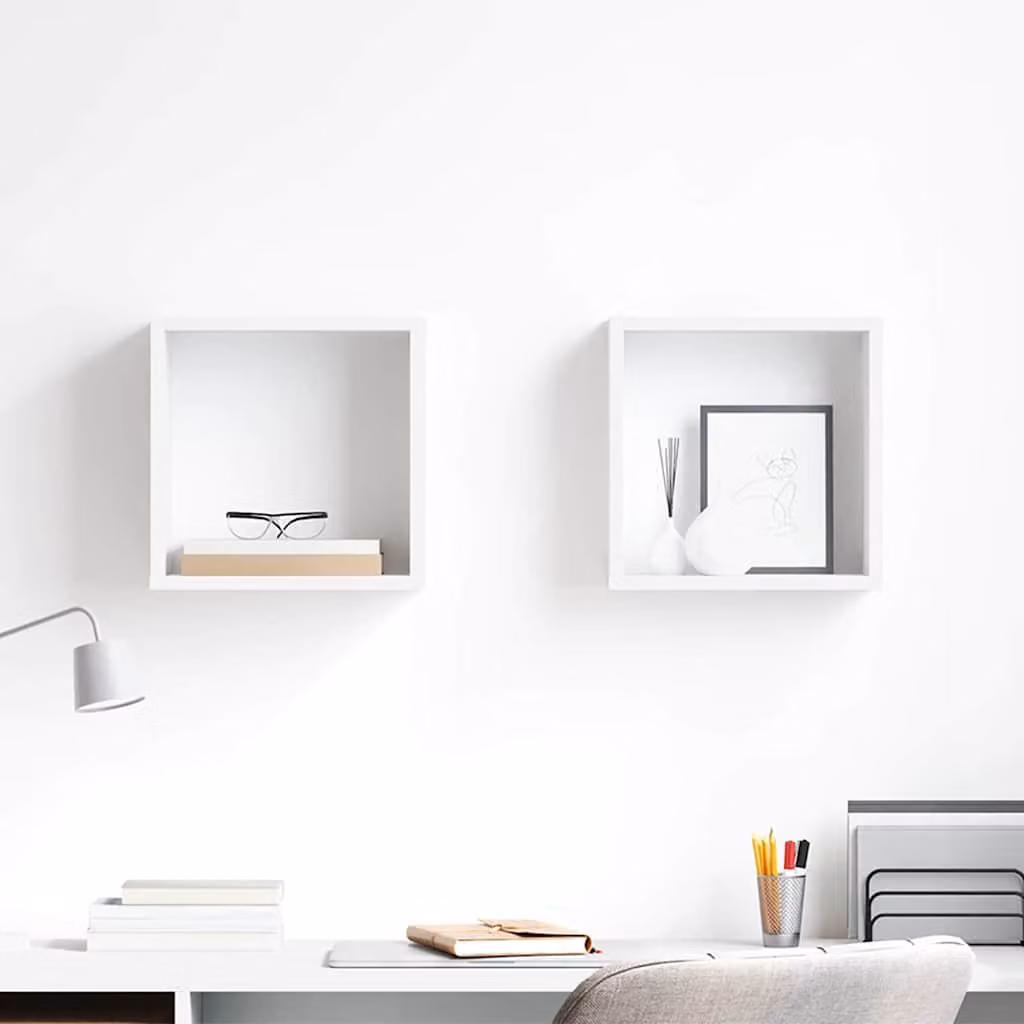 Set di 2 mensole a cubo vidaXL da parete bianche in stile moderno L/P/H: 30 x 15 x 30 cm