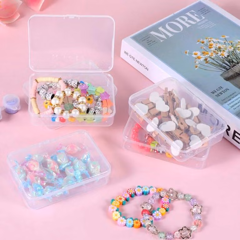 Contenitore per carte da gioco, confezione da 5 pezzi - Scatola di conservazione con coperchio - Trasparente - Plastica - 10,5x7,5x2,5 cm - Utilizzo sostenibile