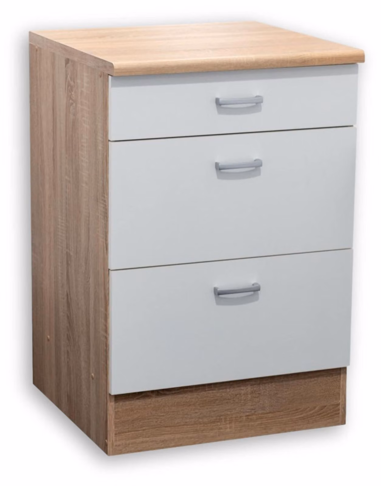 Mobile base >Ailina< in rovere Sonoma / bianco, materiale derivato dal legno - 60x90x60 cm (LxAxP)