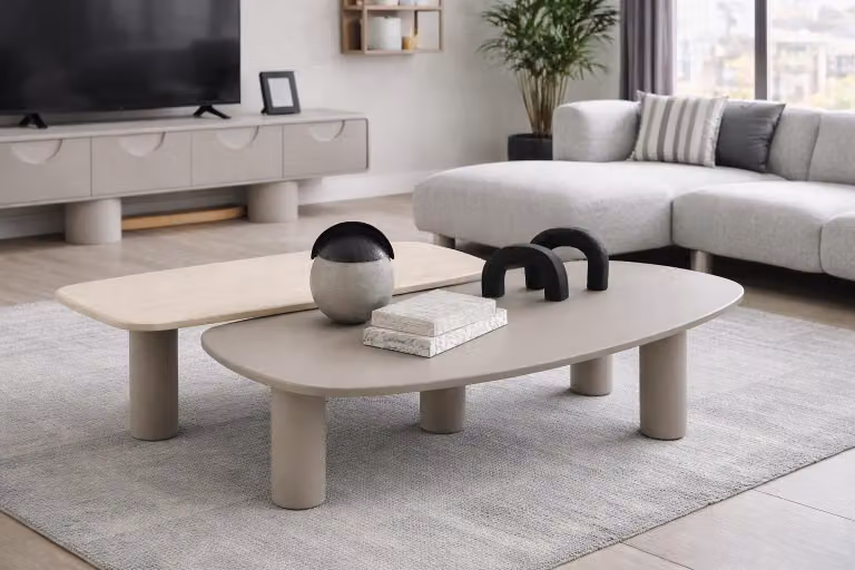 Stylischer Beiger Couchtisch Wohnzimmer Sofatisch Designer Kaffeetisch
