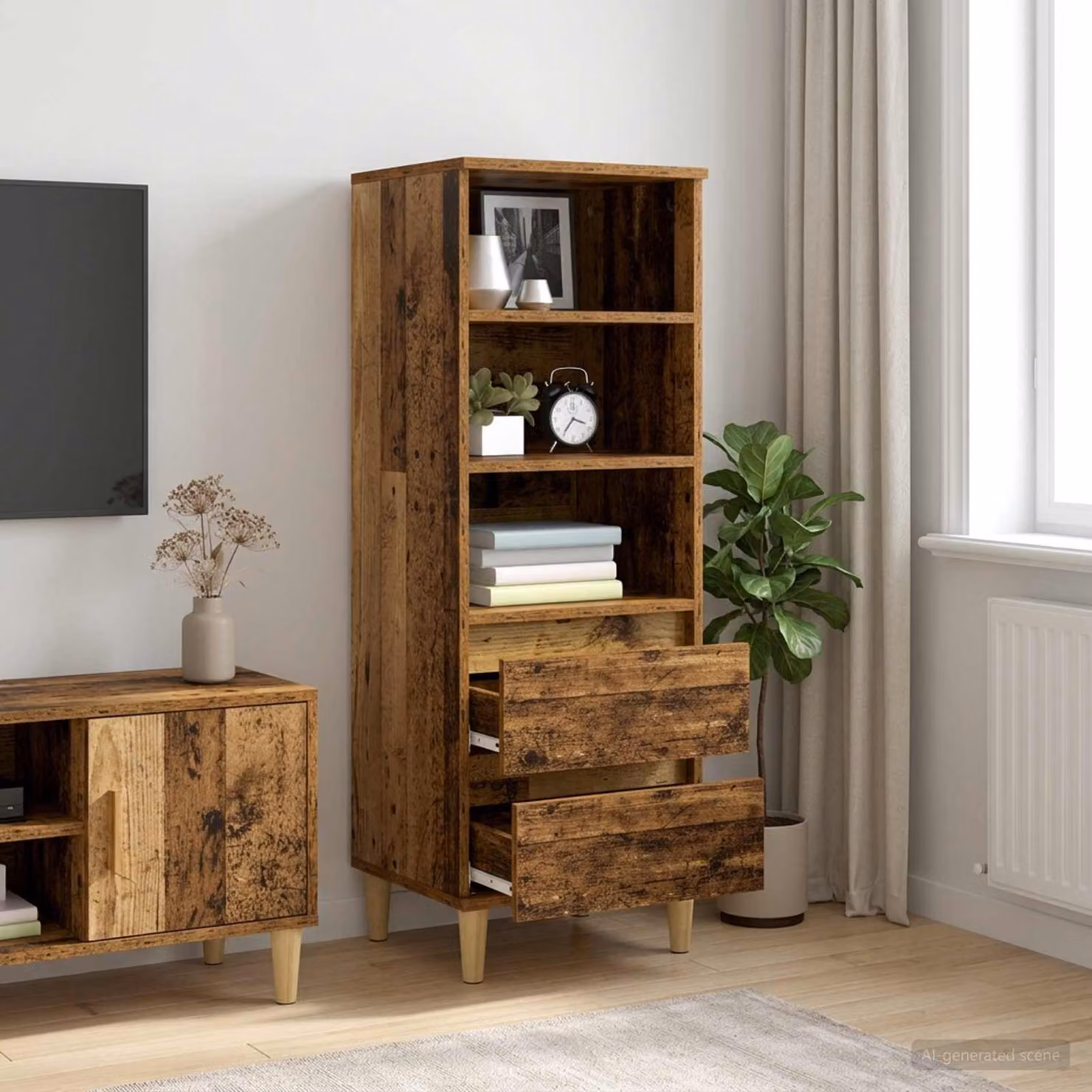 Credenza moderna vidaXL in legno ingegnerizzato marrone L 40 cm x P 36 cm x H 110 cm