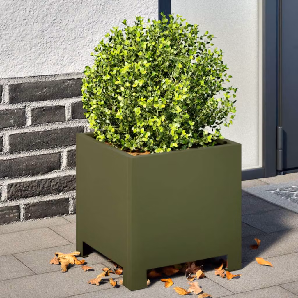 Set di 2 fioriere da giardino vidaXL in acciaio verde, L/P/H: 30 x 30 x 30 cm