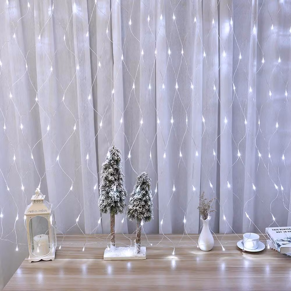 128 luci LED a rete, 2 colori - bianco freddo