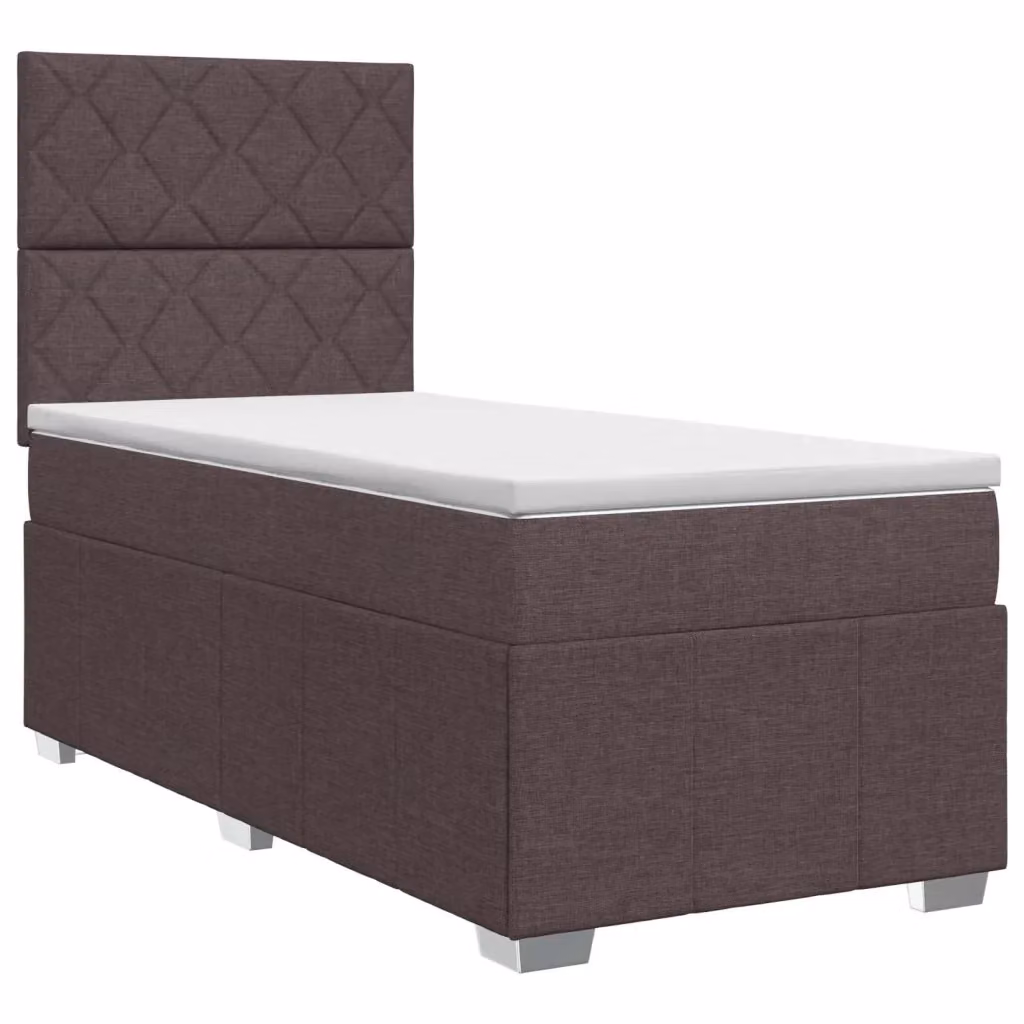Letto box spring con materasso vidaXL in tessuto marrone e bianco, con base a sollevamento, L/P: 100 x 200 cm – 2