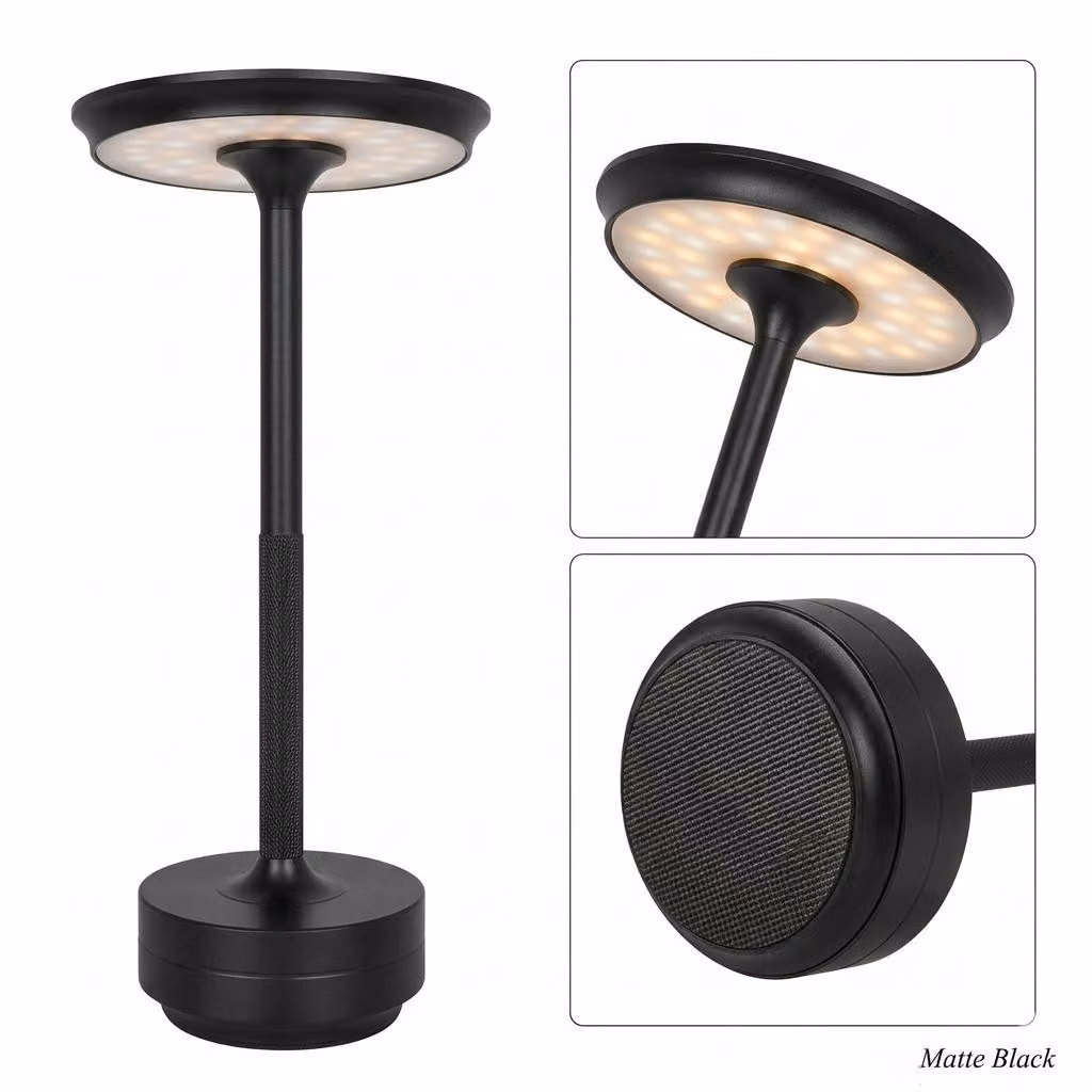 Lampada da tavolo senza fili da 28 cm con batteria ricaricabile, 3 modalità di colore, intensità regolabile, USB, luce notturna ricaricabile da 3000 mAh per ristoranti, camere da letto, feste, campeggio, bar