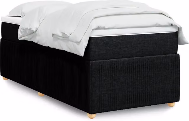 Letto con Giroletto a Molle e Materasso vidaXL in Tessuto Nero e Bianco, L 100 x P 200 cm – 1
