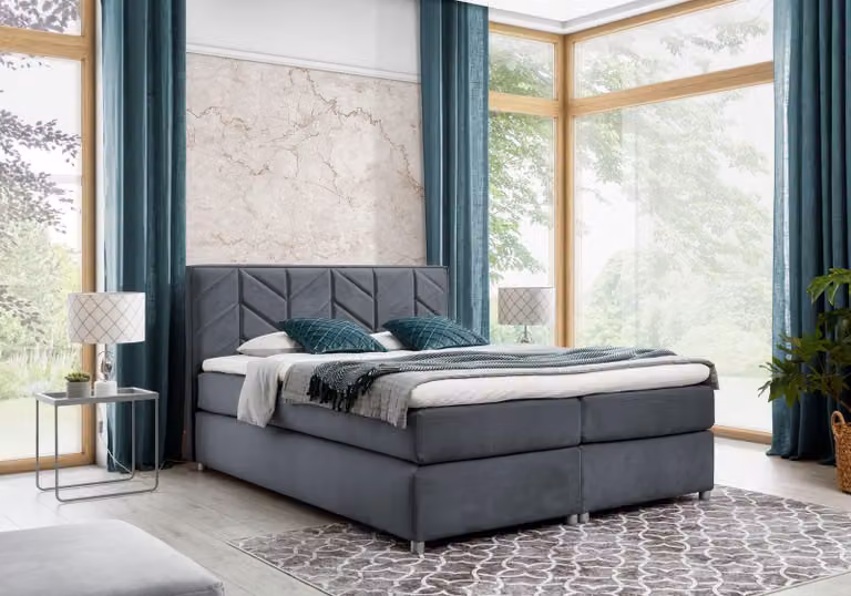 Bett Bettkasten Boxspringbett Schlafzimmer Polster Design Doppel Hotel Modern