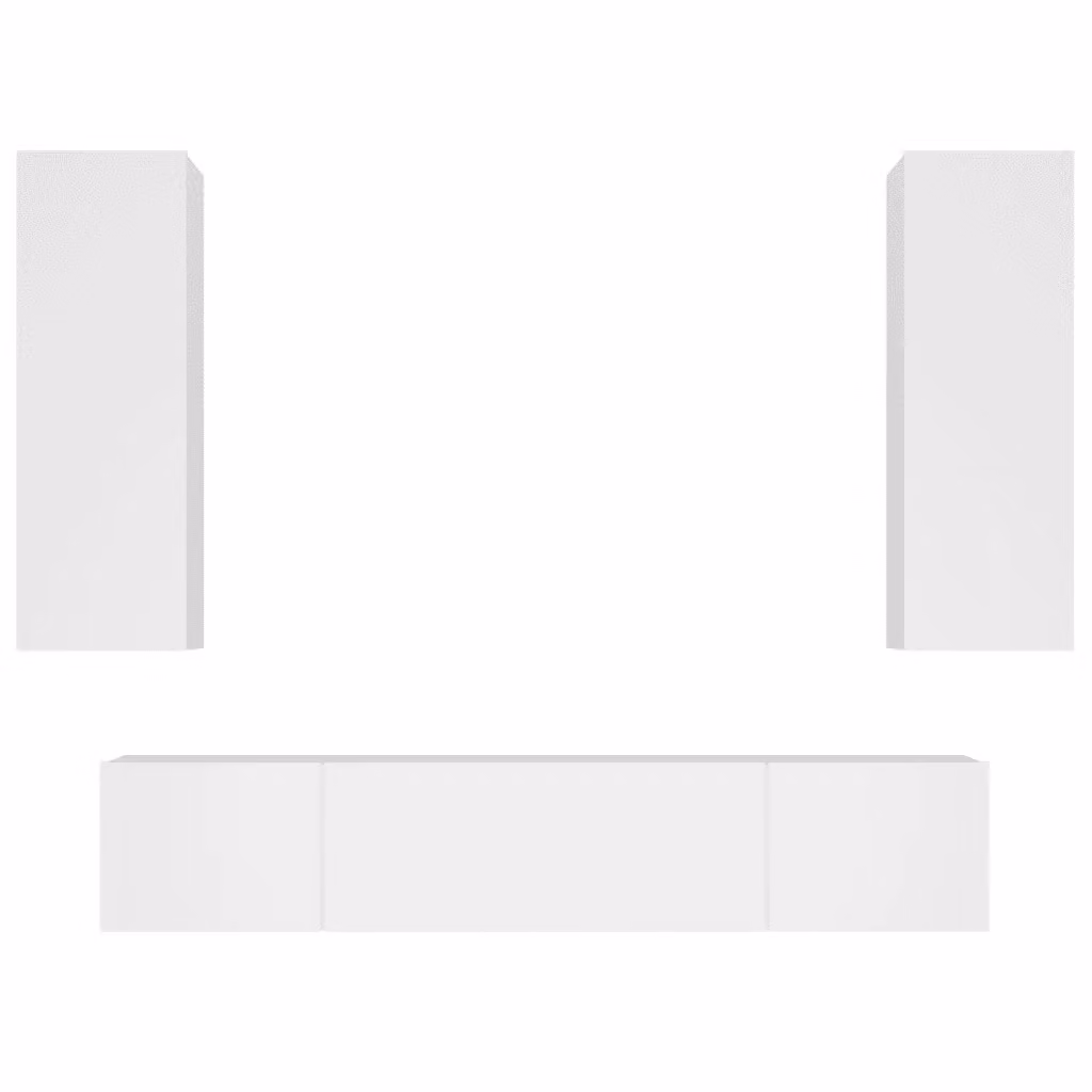 Set di mobili porta TV da 4 pezzi vidaXL in legno MDF bianco per soggiorno, modello a parete – 2