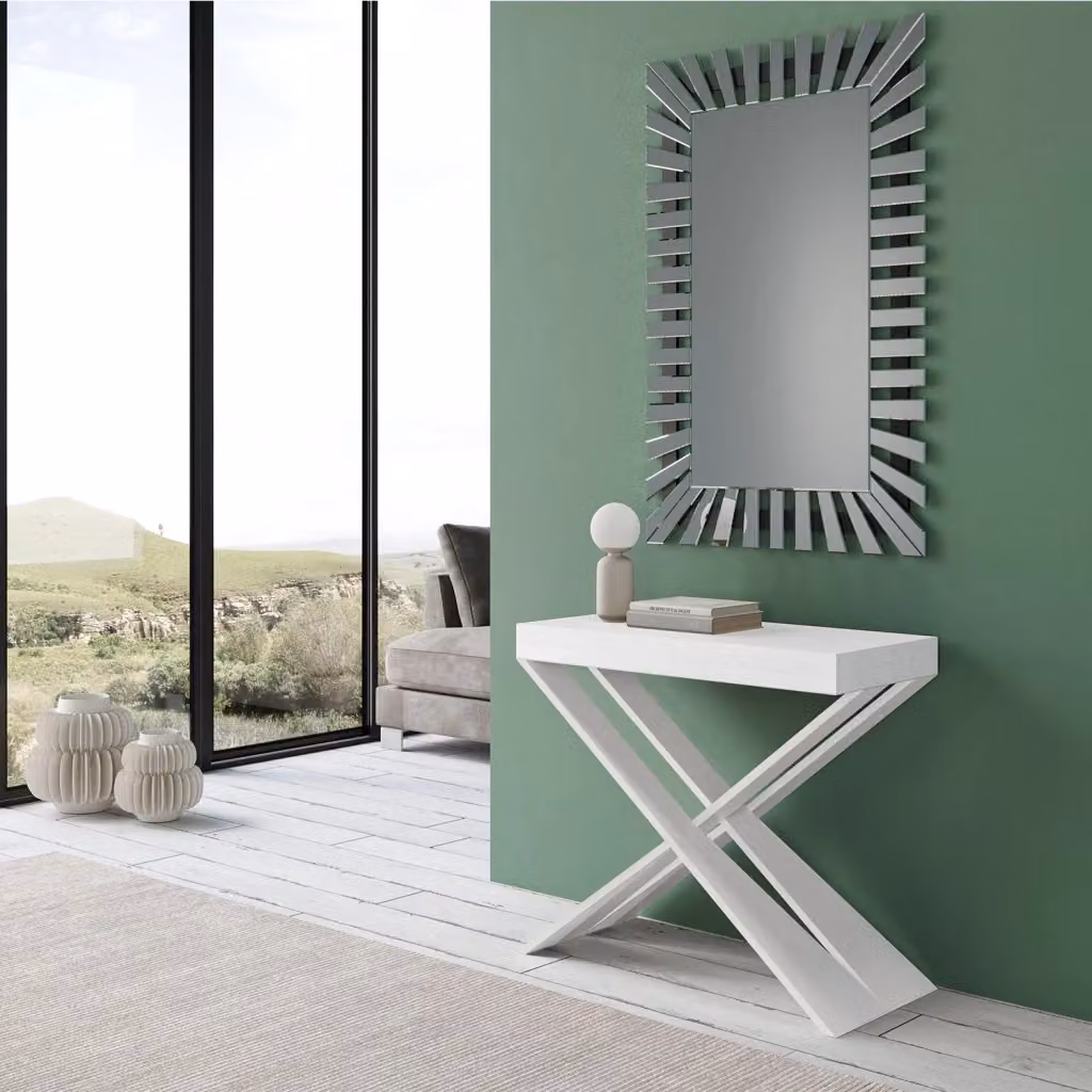 Consolle Allungabile Moderna GIORDANOSHOP in Nobilitato Bianco L/P/H: 90-196 x 40 x 77 cm – 2