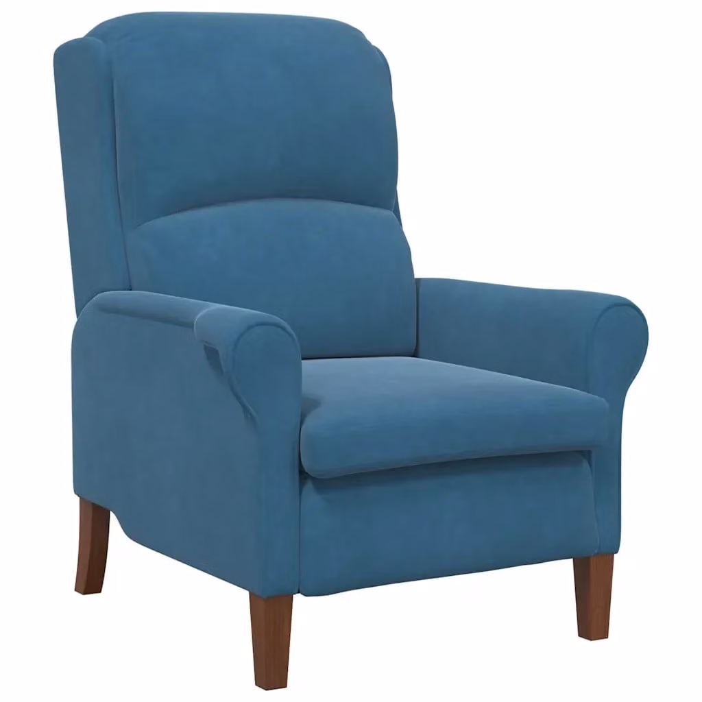 Poltrona moderna vidaXL in velluto blu con braccioli, L: 76 cm, P: 94 cm, H: 102 cm – 2