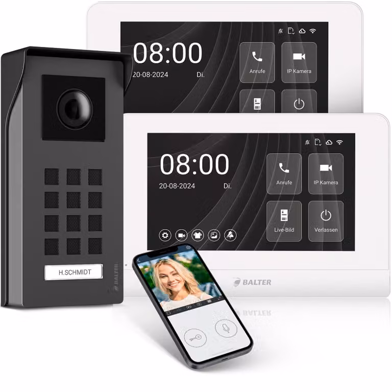 Videocitofono cablato con monitor Full HD da 7 pollici e visione notturna per uso esterno