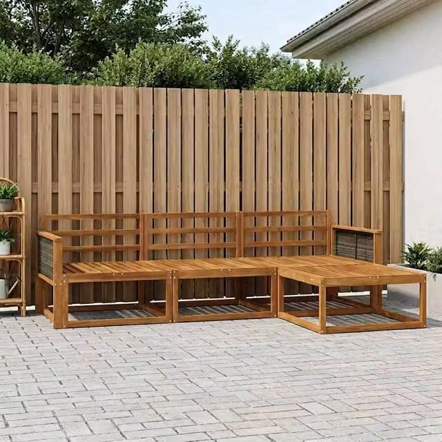 Set di divani da esterno 4 pz Naturale Legno di Acacia Massello 3382457