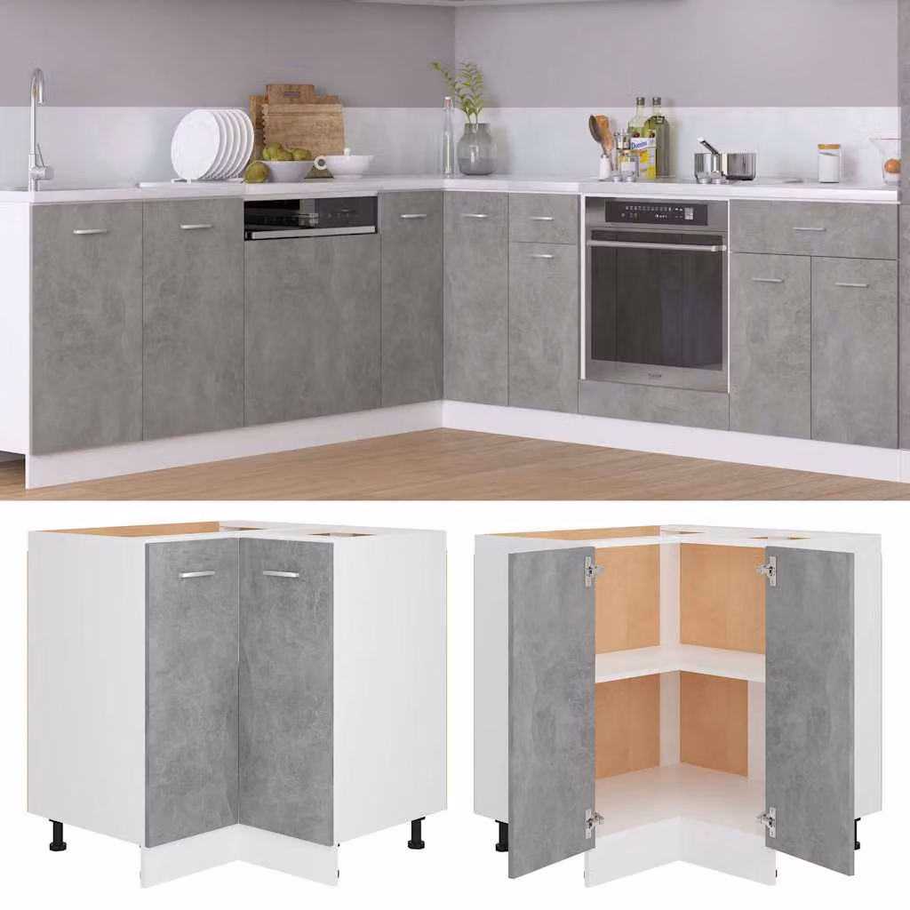 Mobile angolare Lyon vidaXL Grigio Cemento L/P: 75,5 x 75,5 cm, H: 81,5 cm