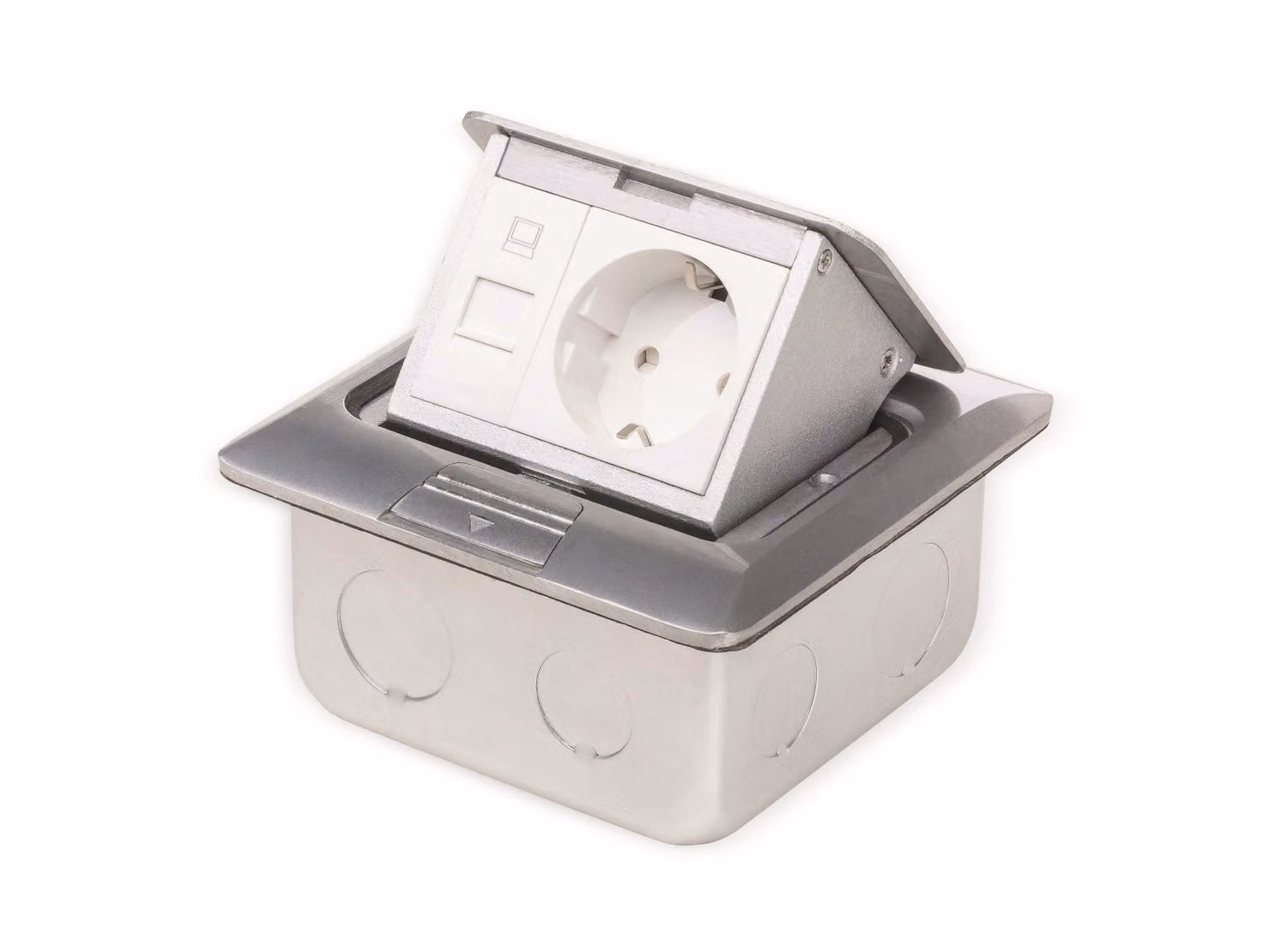 Presa da incasso a pavimento LEDmaxx, 1x presa, 1x RJ45, alluminio, quadrata