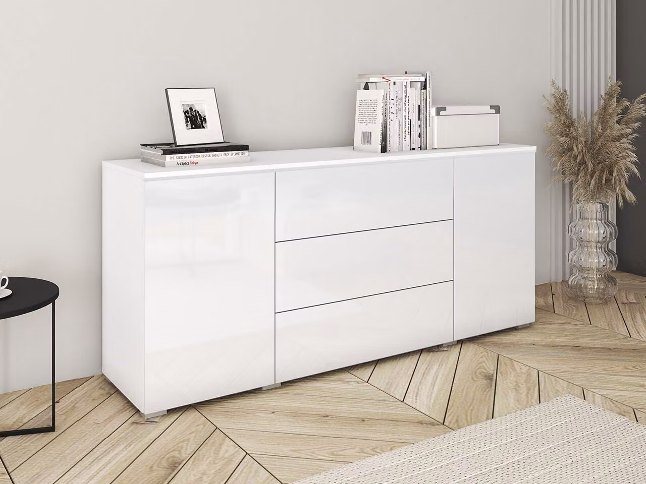 Cassettiera combinata AKASURI - bianco / bianco lucido