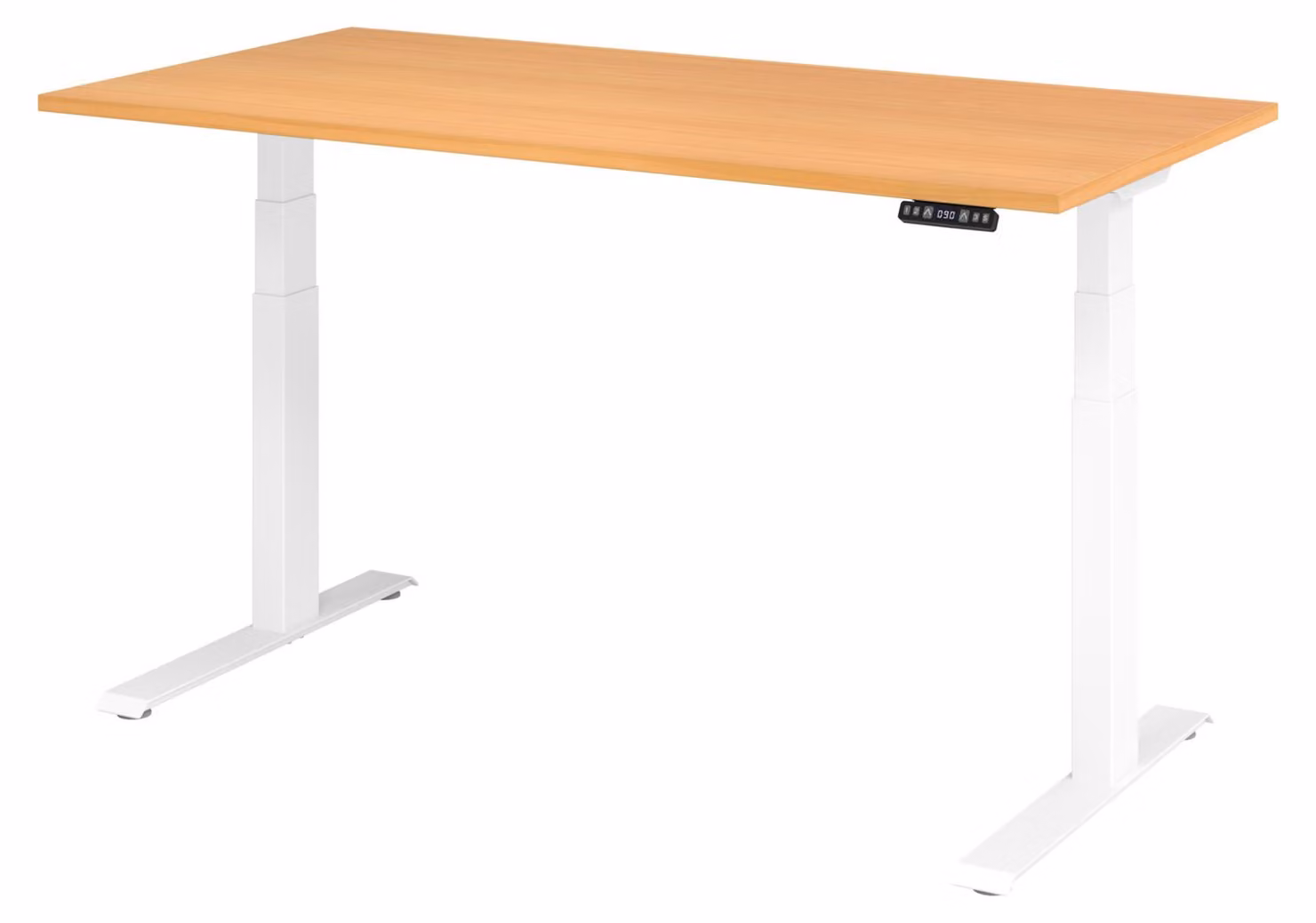 Scrivania regolabile in altezza XDKB | 2 motori | 120 - 180 cm | elettrica, dimensioni piano:160 x 80 cm, colore piano:faggio, colore telaio:bianco